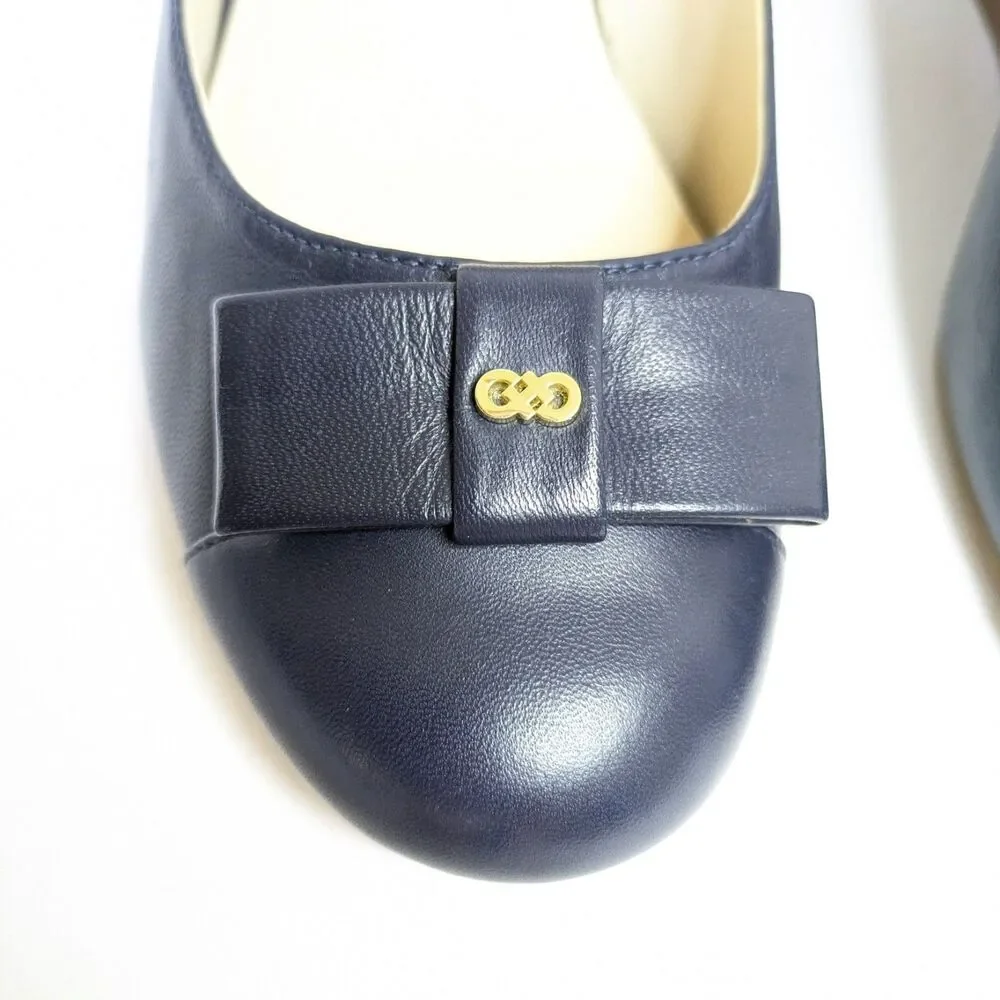 Cole Haan Adair Navy Blue 9B Leather Wedge Heels Pumps W13162 Business Casual